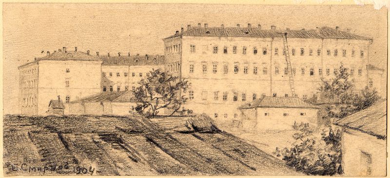 Historical scene of Siberian cadets by Boris Vasilievich Smirnov, oil painting