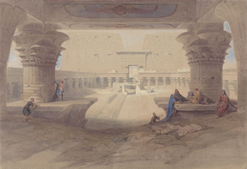 Templo de Edfu, óleo sobre tela de David Roberts