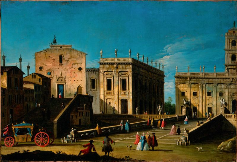 The Piazza del Campidoglio, oil on canvas by Giovanni Antonio Canal