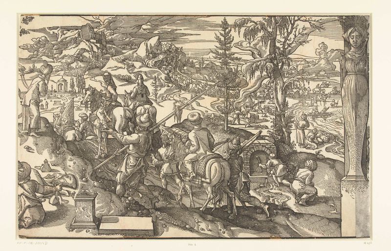 Historical scene with horses and mules, paper by Pieter Coecke van Aelst
