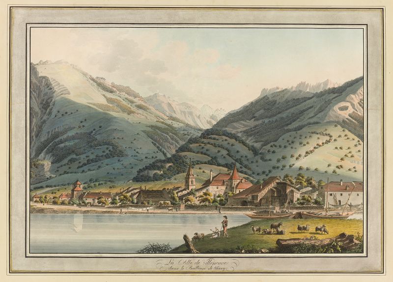 Landscape of La Ville de Villeneuve dans le Bailliage de Vevey by Pierre Samuel Louis Joyeux, unknown medium