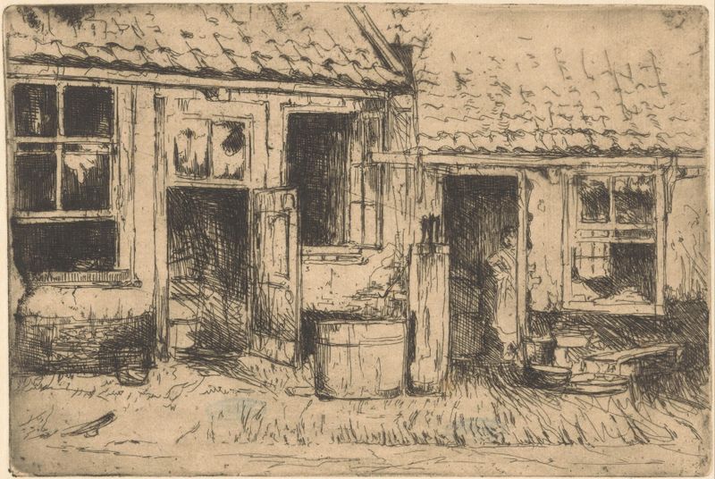 Paisagem de uma casa de campo, pintura a óleo de Willem Adrianus Grondhout