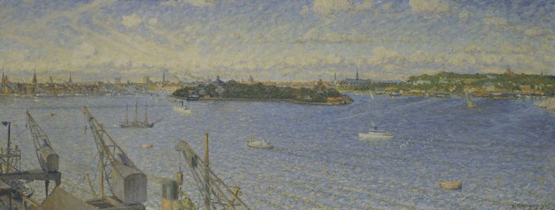 Stockholm Ström from Fjällgatan, oil on canvas by Nils Kreuger