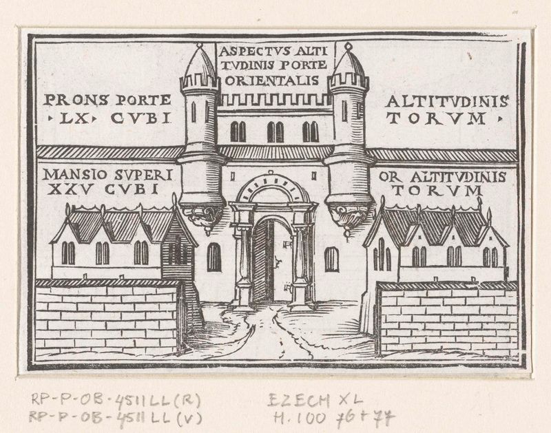 Oostpoort van de nieuwe tempel in visioen van Ezechiël de Hans Holbein II, meio papel