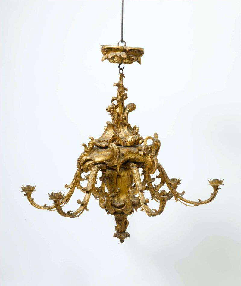 Candelabro rococó de madera por artista desconocido