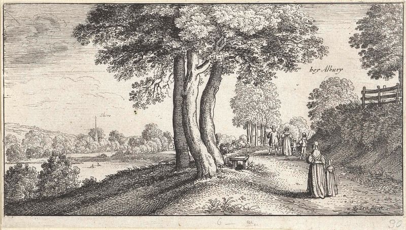 Grabado de Wenceslaus Hollar que representa una orilla de río con vegetación exuberante