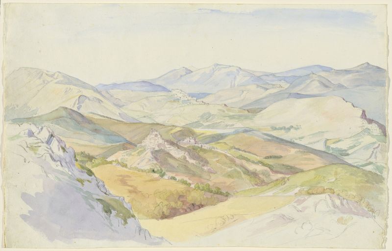 The Sabine Hills and Rocca Santo Stefano, óleo sobre tela de Ludwig Deurer