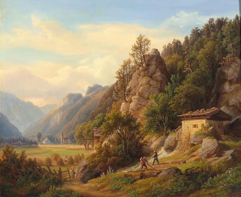 Landscape by Anton Schiffer, depicting gentle hills and light in an unknown medium.