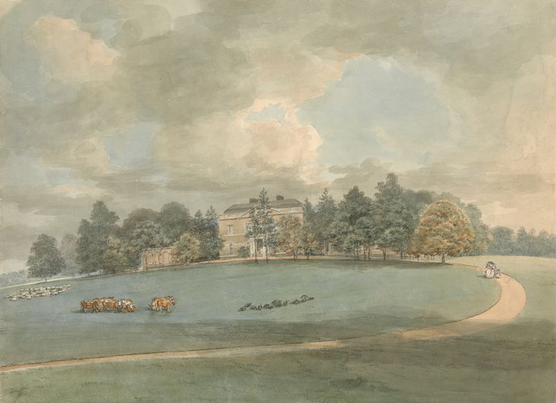 Paisagem com uma casa de campo e figuras na entrada de Samuel Davis.