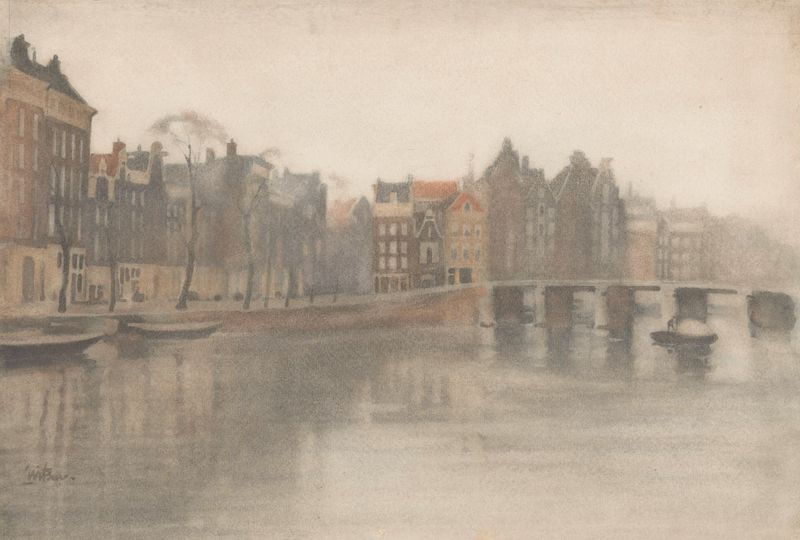 Landscape of De Oude Waal te Amsterdam by Willem Witsen, oil on canvas