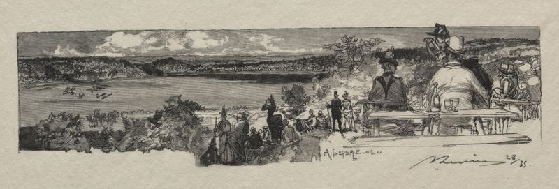 Paisaje de un valle exuberante bajo la luz del sol, óleo de Auguste Louis Lepère