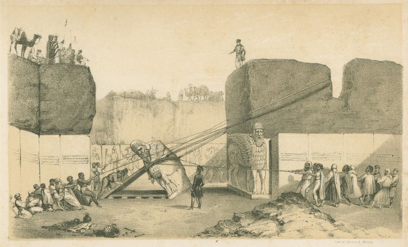 Lithography by Sarony, Major & Knapp Lith depicting a winged bull