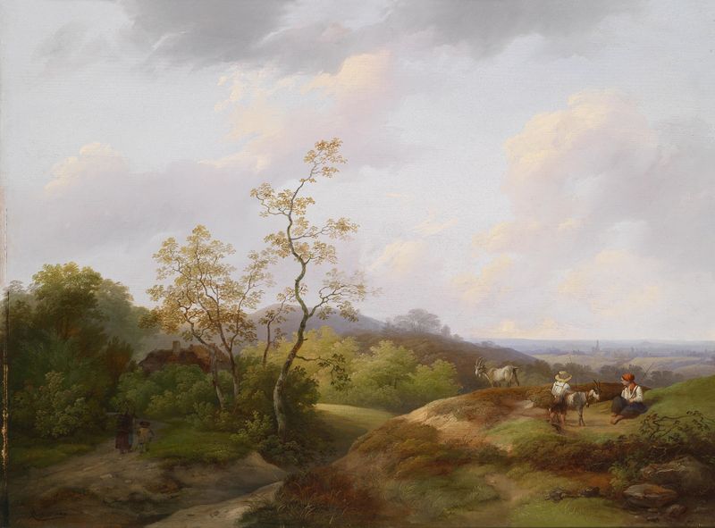 Landscape with shepherds, oil painting by Ignaz Raffalt