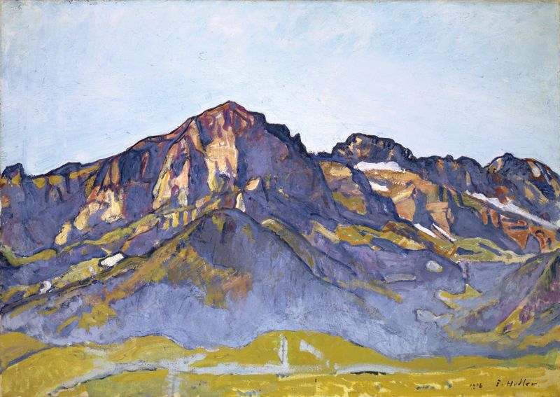 Landscape of The Dents Blanches At Champéry in morning sun by Ferdinand Hodler, oil painting