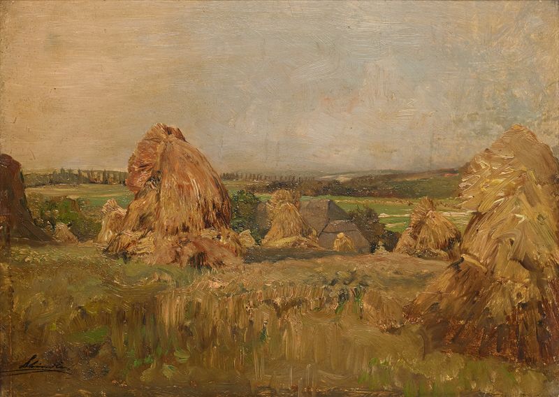 Paisagem de outono com folhas vibrantes, óleo sobre tela de Emil Jakob Schindler