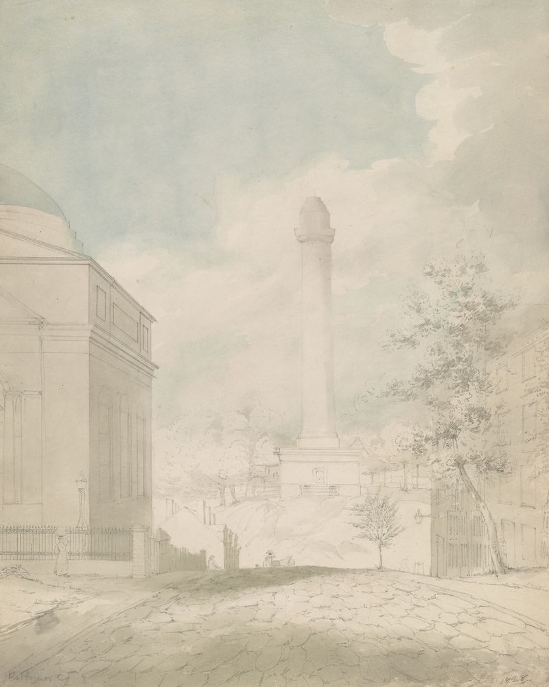 Washington Monument in Baltimore, Maryland, oil on canvas by John Rubens Smith