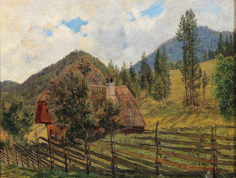 Cena de gênero com figuras elegantemente vestidas em uma paisagem exuberante, pintura a óleo de Circle of Friedrich Gauerm...