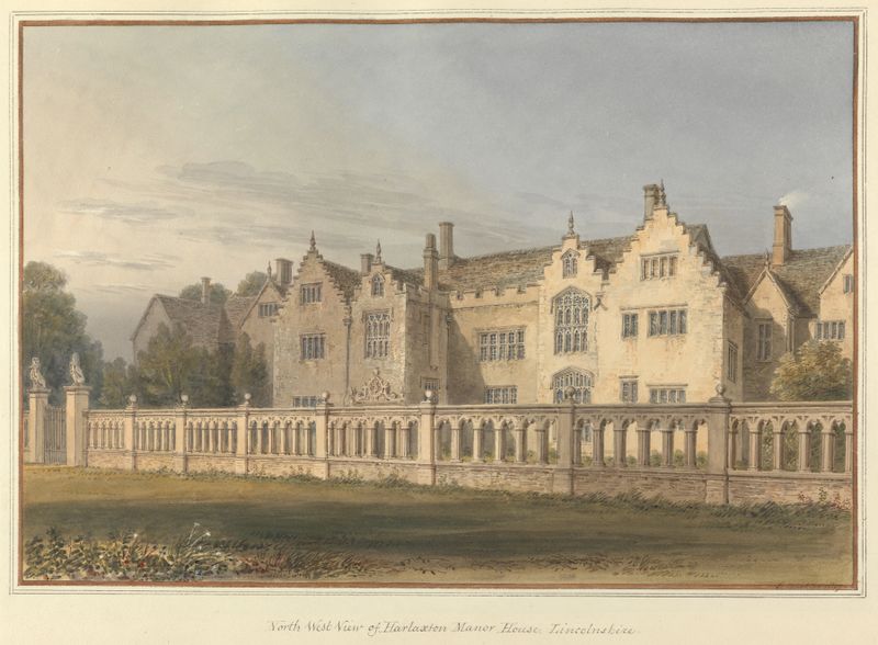 North West View of Harlaxton Manor House, watercolor on paper by John Buckler