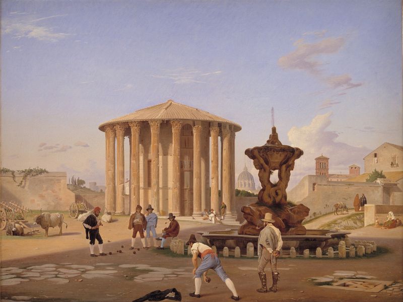 Vesta Temple architecture in Rome, oil painting by Constantin Hansen
