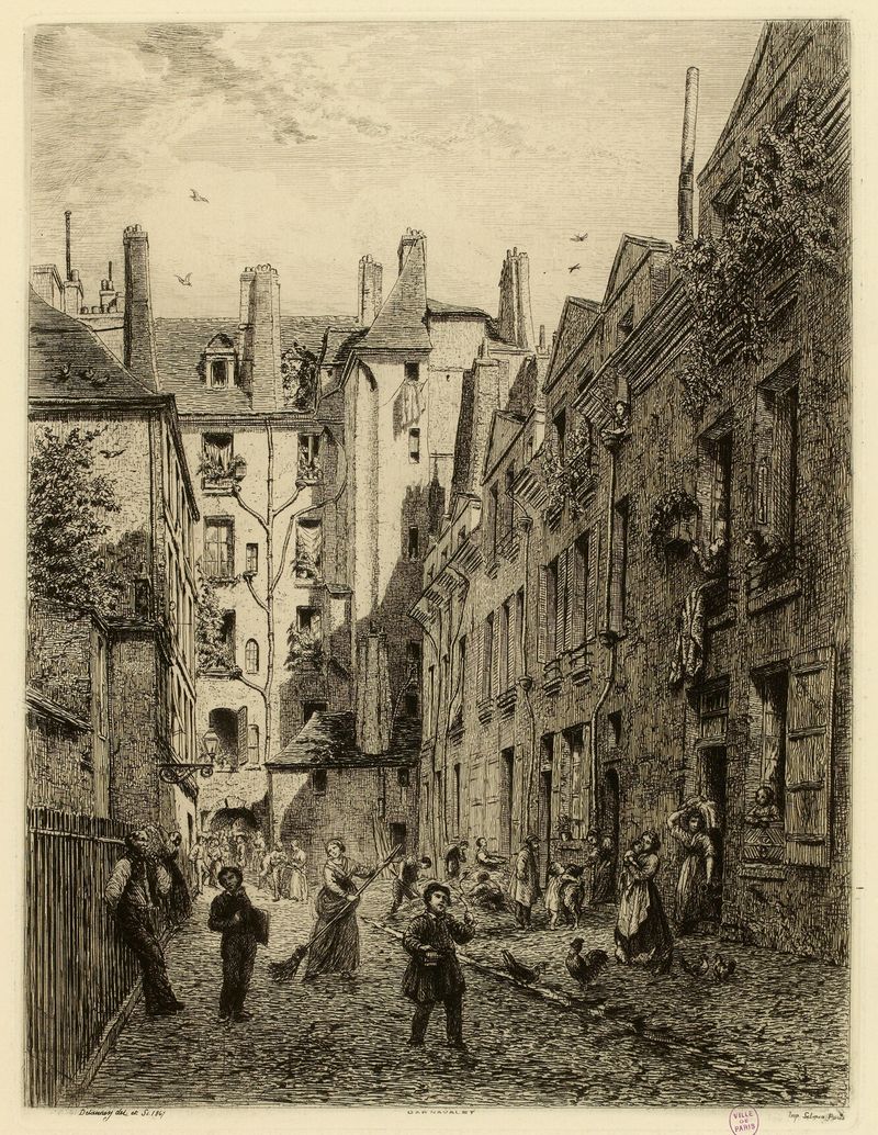 Architecture scene with arches and light by Alfred Alexandre Delauney, oil painting
