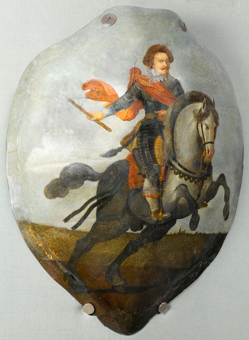 Retrato ecuestre de Frederick Henry, medio de concha, artista desconocido