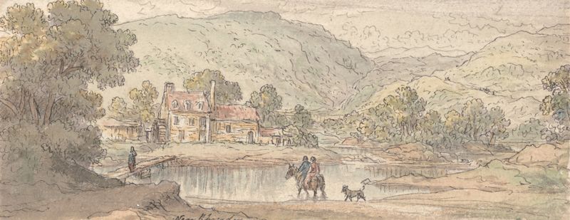 Fording the Stream in a Mountain Valley, watercolor on paper by James Duffield Harding