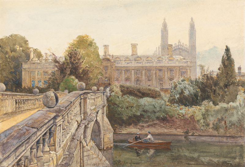 Clare College and Bridge over the Cam by John Fulleylove, Victorian medium