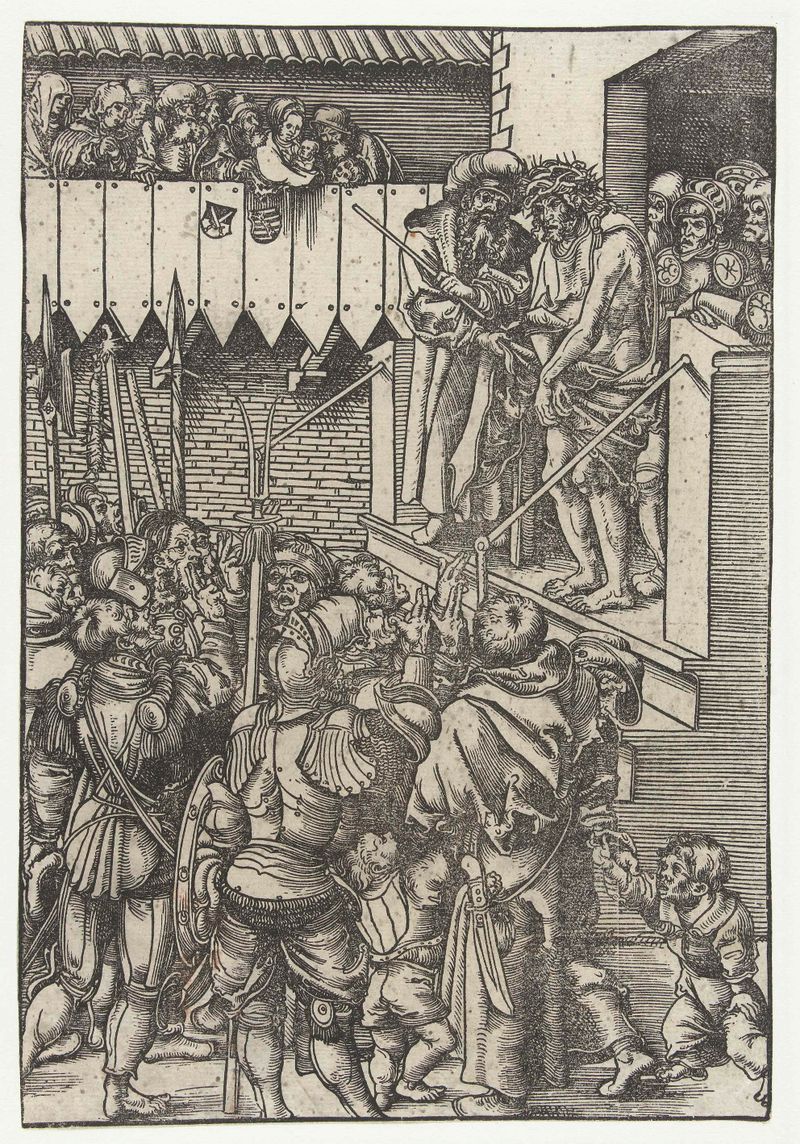 Escena religiosa con Cristo y una multitud, obra en papel de Lucas Cranach (I)