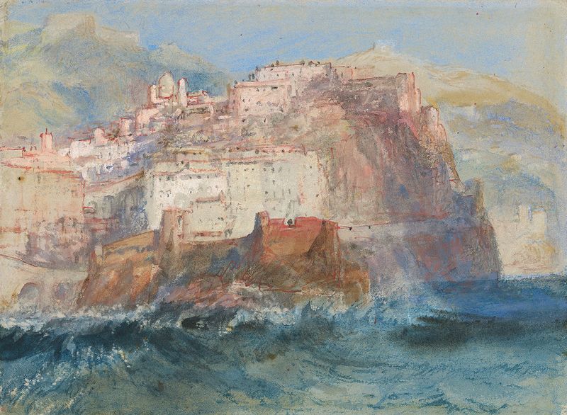 Cena marinha de Gênova com a Igreja de Santa Maria Assunta, óleo de Joseph Mallord William Turner