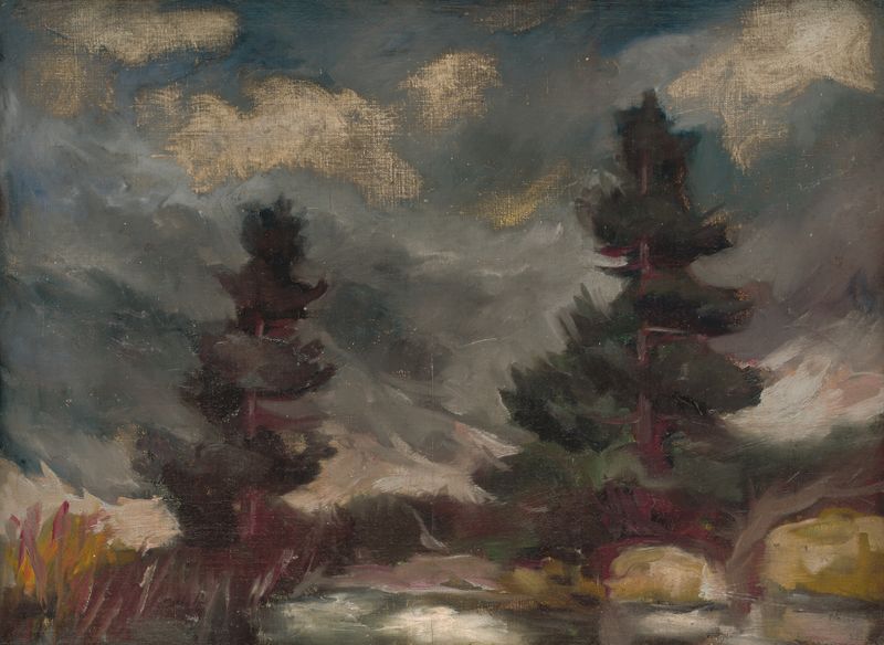 Tatra Landscape by Zolo Palugyay, oil painting depicting mountains and forest