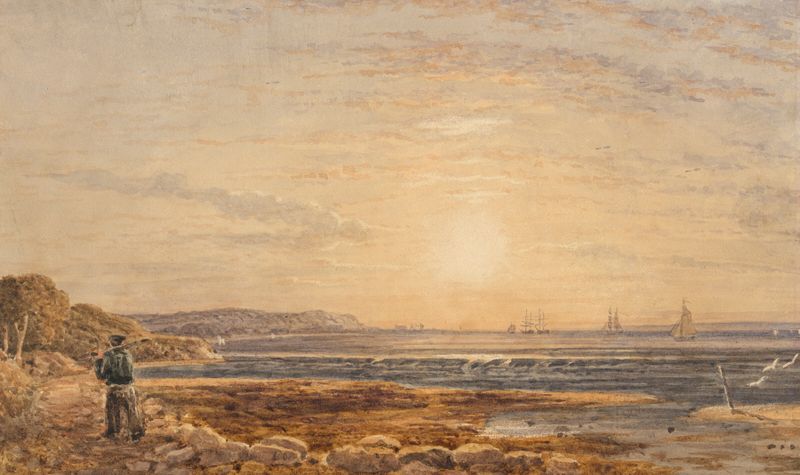 Oil painting of The Needles at sunset by George Barret Jr.