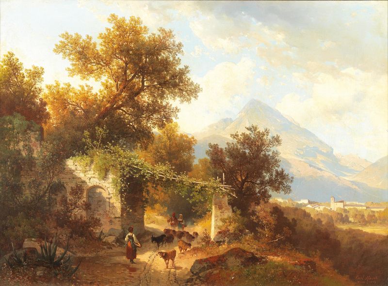 View Of Varrone With Monte S. Martino in the Sarca Valley, oil on canvas by Carl Hasch