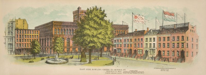 Paisagem urbana retratando uma cena de rua movimentada, de Mail & Express, 1899