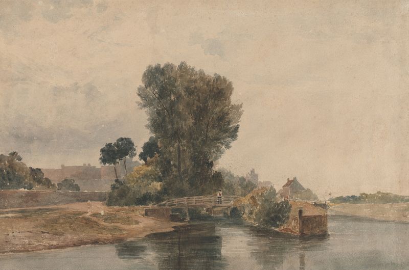 Windsor desde abajo de las esclusas de Peter DeWint, pintura al óleo que representa el Támesis y las esclusas