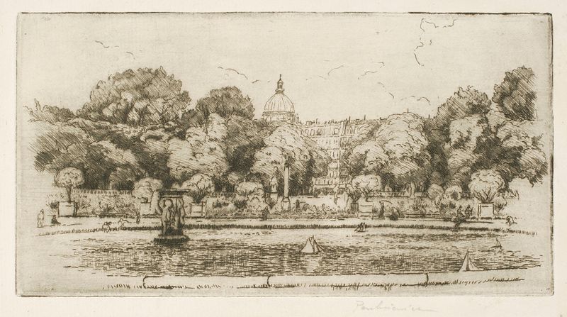 Os Jardins de Luxemburgo em Paris por Józef Pankiewicz, pintura a óleo