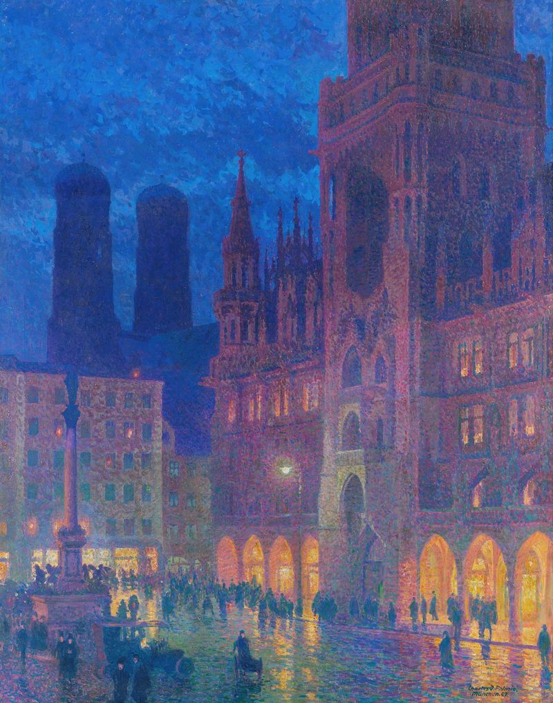 München, Marienplatz by Charles Johann Palmié, depicting architecture in 1907