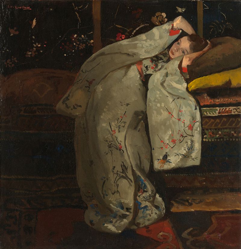 Menina em um quimono branco, óleo sobre tela de George Hendrik Breitner