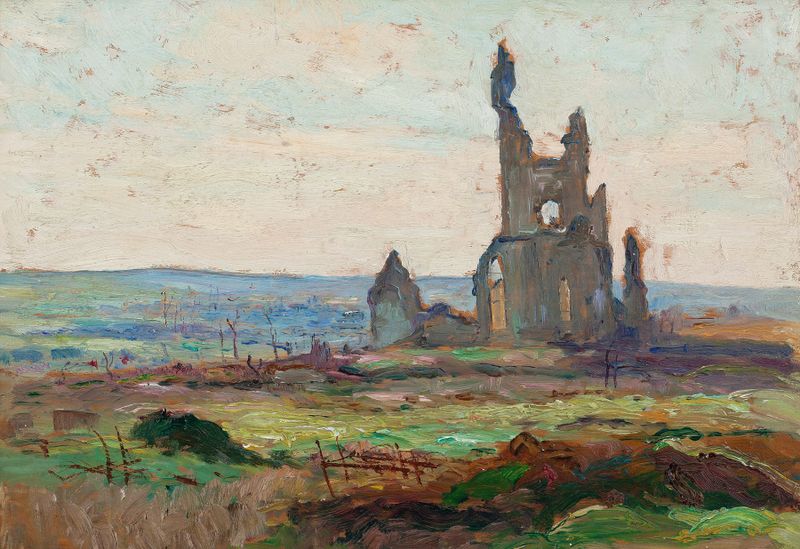 Ablain, St. Nazaire by Maurice Galbraith Cullen, oil on canvas depicting a misty landscape.