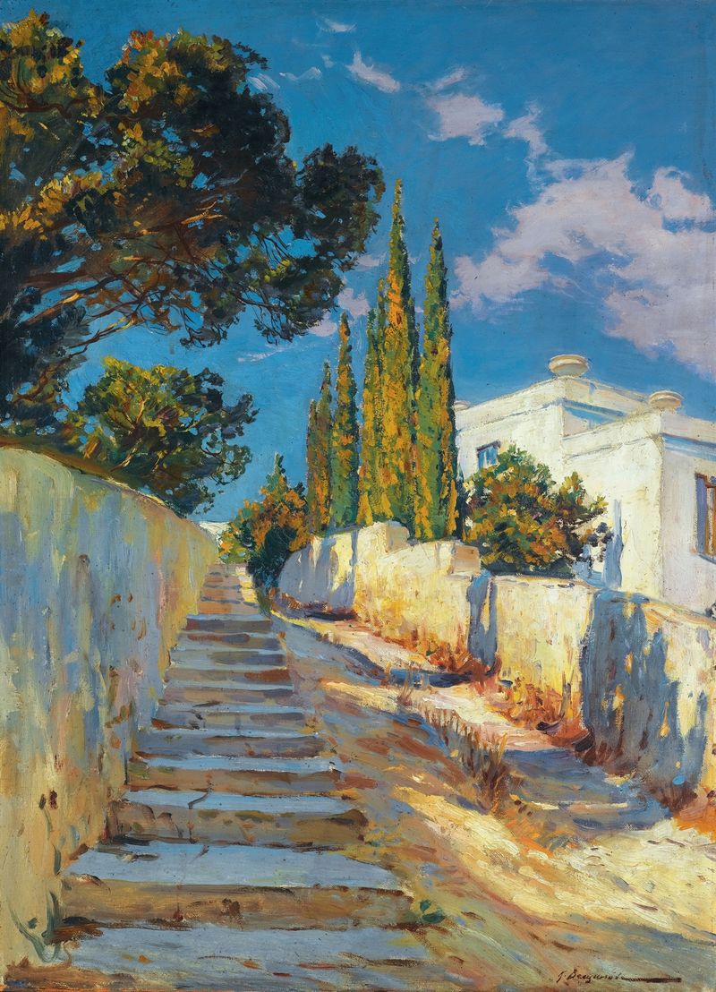 Afternoon Sun, Crimea by Constantin Westchiloff, oil painting depicting a sunlit landscape
