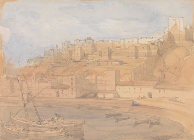 La Alcazaba desde el Muelle, Málaga de David Roberts, óleo