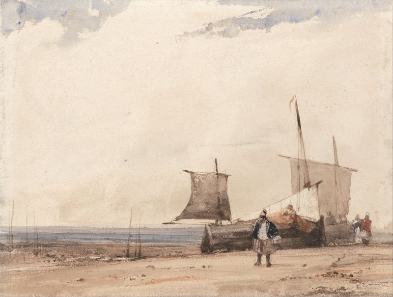 Escena marina con olas y arena de Richard Parkes Bonington, pintura al óleo
