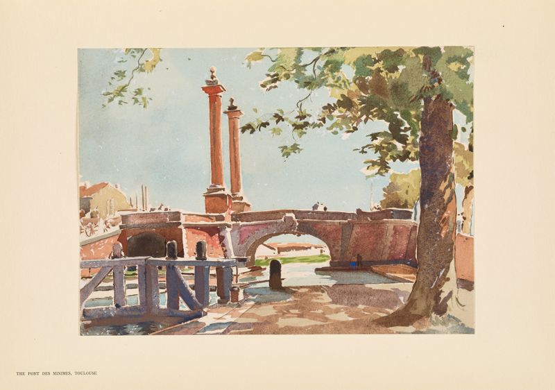 El Pont des Minimes, Toulouse de Pierre Vignal, óleo sobre lienzo que representa un paisaje sereno