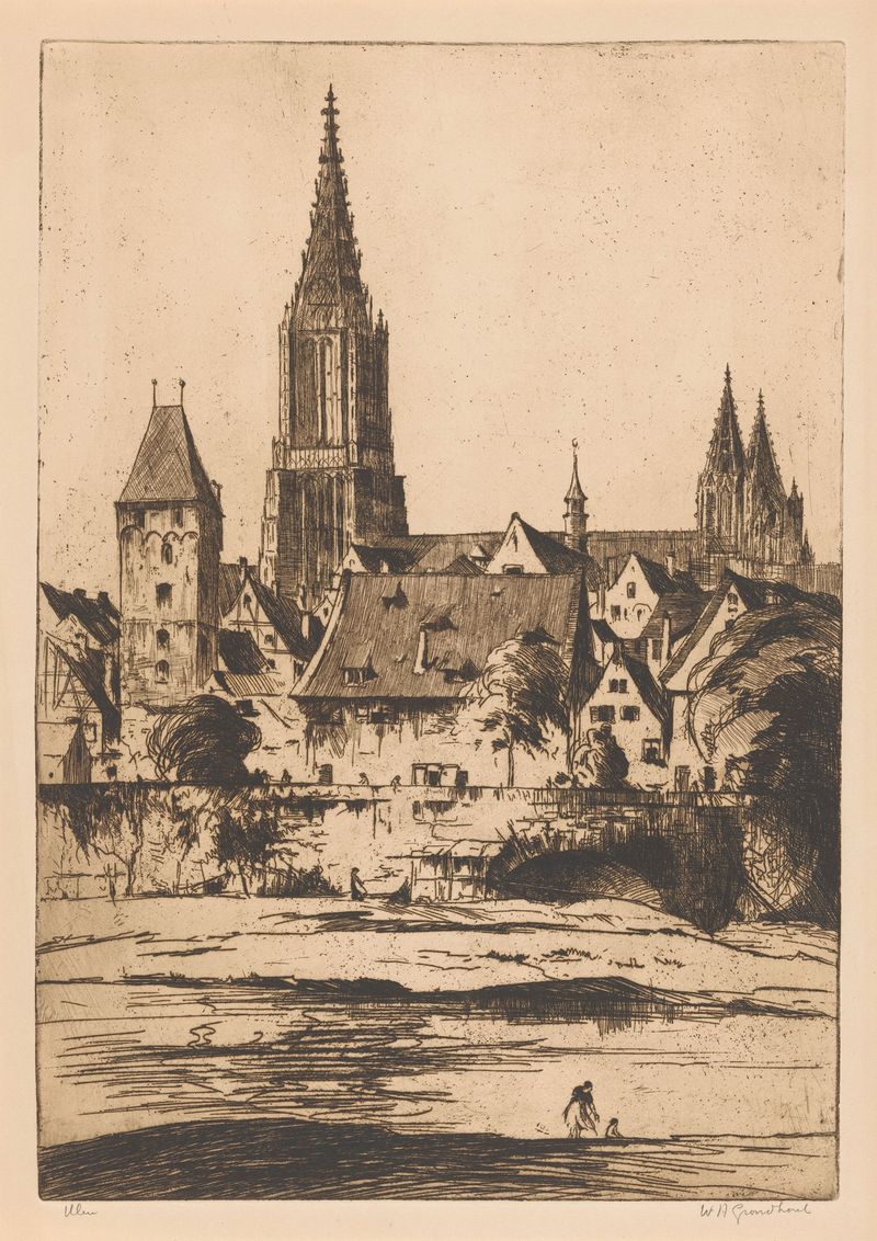 Ulm de Willem Adrianus Grondhout, retratando uma fachada em ruínas em um meio desconhecido.