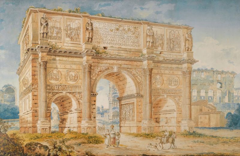 The Arch Of Constantine and Colosseum, oil painting by Franz Kaisermann