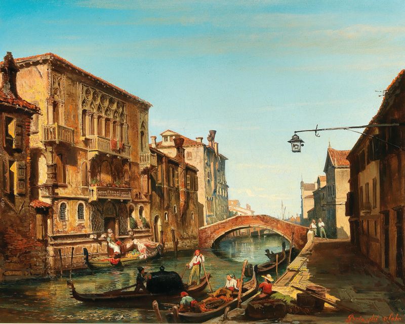 View of the Palazzo del Cammello by Carlo Brioschi, oil painting
