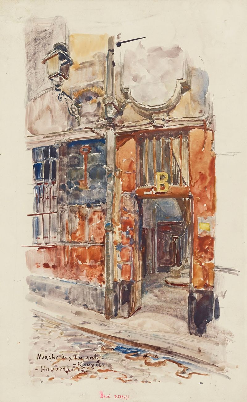 Entrée escalier B du Marché des Enfants-Rouges, óleo sobre tela de Frédéric Houbron