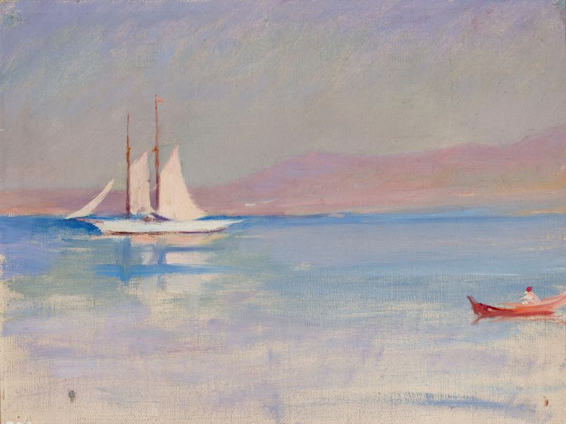 Study. From the journey to Constantinople de Jan Ciągliński, pintura a óleo com uma figura solitária em uma paisagem.