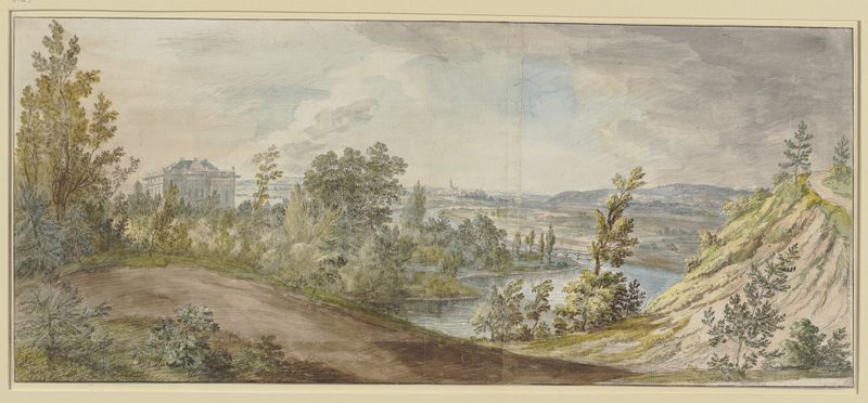 Paisaje con castillo y naturaleza, óleo sobre lienzo de Christian Georg Schütz el viejo