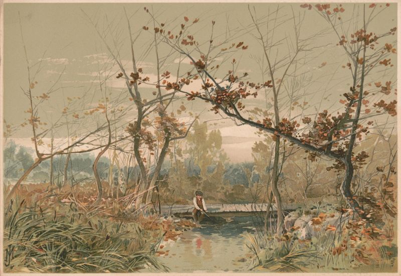 Autumn landscape with golden leaves, oil painting by J. Mazzanovich