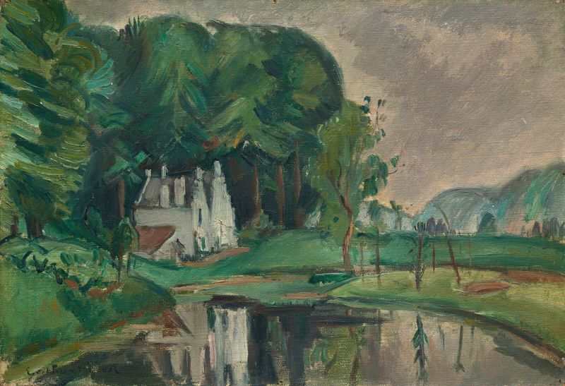 La Maison Espagnole à Tervueren, oil on canvas by Emile Othon Friesz depicting a warm village landscape